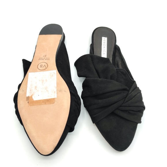 Veronica Beard Shoes - VERONICA BEARD Grey Flat Wrap Mule, Black Suede,